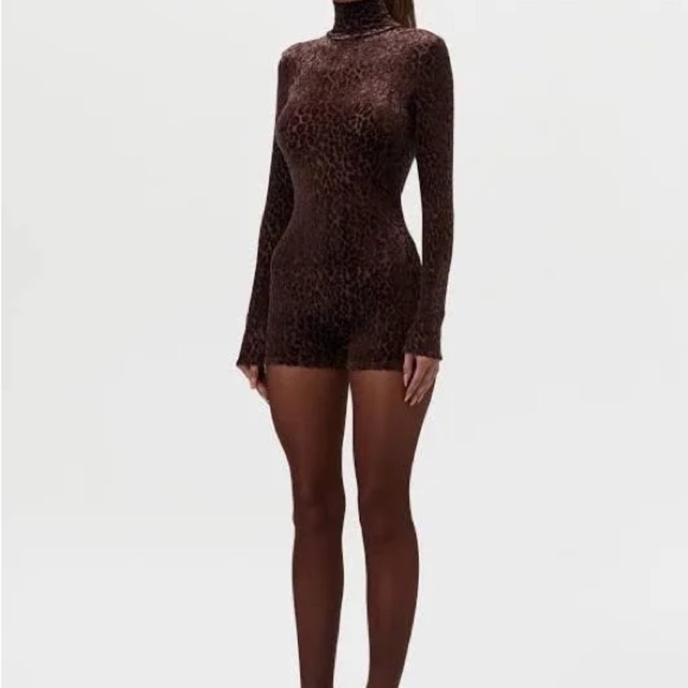 NAKED WARDROBE BURNOUT PRINT TURTLENECK ROMPER